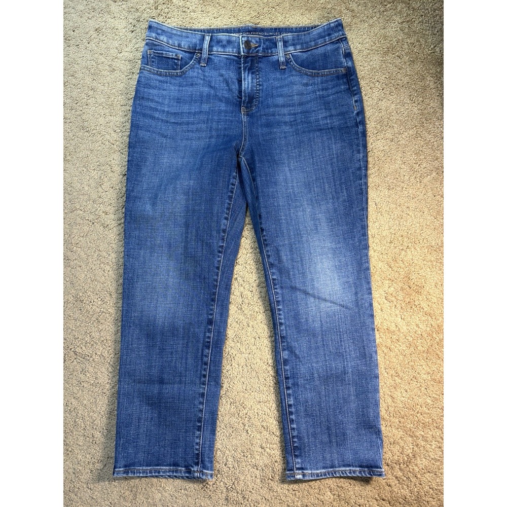 Chicos So Slimming Girlfriend Slim Leg Crop Jeans Women Size 8 Blue Denim Preppy